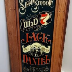 Jack Daniels stain glass bar sign