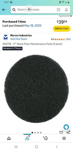 NEW MERCER 17 INCH BLACK FLOOR BUFFER PADS 5 IN BOX