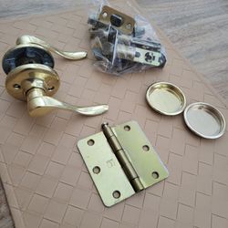 Misc. replacement gold door handles and hinges