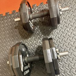Set of Standard Cast Iron Adjustable Dumbbells * Marcy. Pairs of 10s and 5s