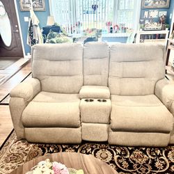 One loveseat and one loveseat with Console