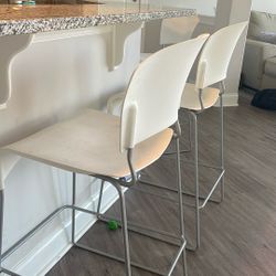 Three White Bar Stools