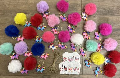 Valentine’s Mario Bros Pompom Keychains 24 Pack