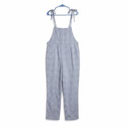 **New** Potter's Pot Gray Plaid Tie-Shoulder Wide-Leg Jumpsuit