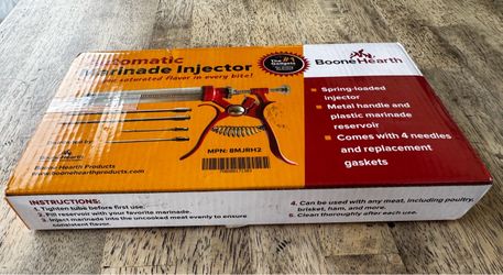 BooneHearth Automatic Spring-Loaded Marinade Injector Set, 4 Needles & Gaskets
