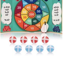 NEW Dart Board 13 Inches and Scoreboard Set for Kids - Safe Board Game with 8 Sticky Balls - Indoor Outdoor Toy Birthday Party Gift