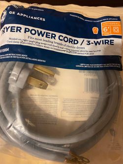 GE Appliances 6ft 3-Wire Dryer Power Cord