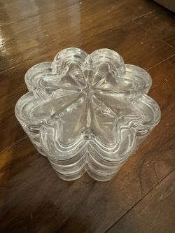 Lenox 3 Piece Wedding Promises Stackable Glass Box, Flower Shaped Clear Glass