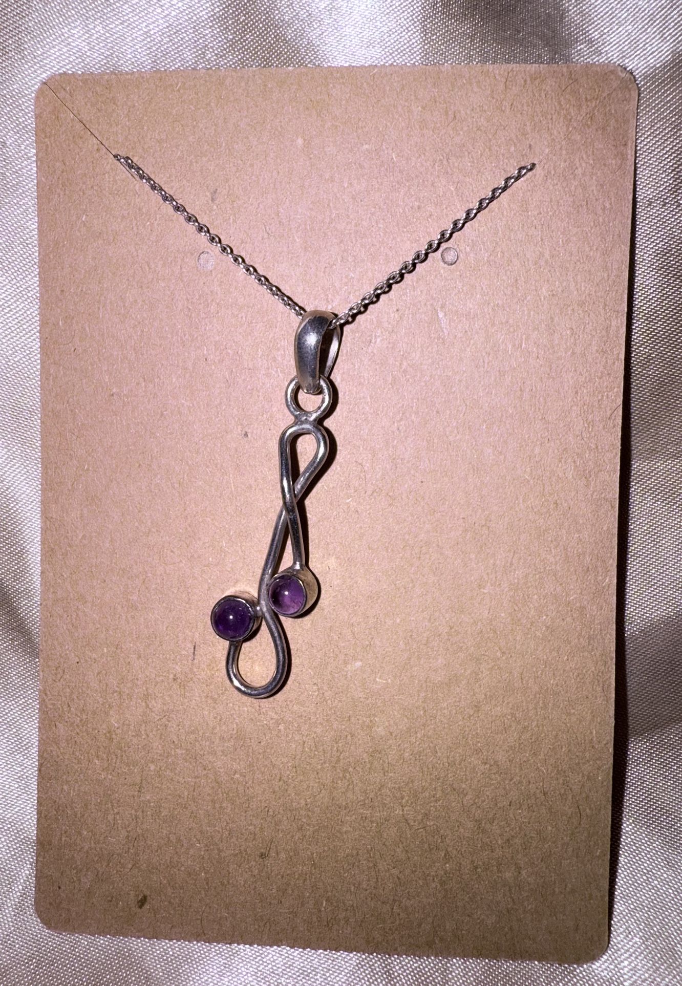 BEAUTIFUL New Sterling .25 TCW Natural Amethyst Necklace! 22”