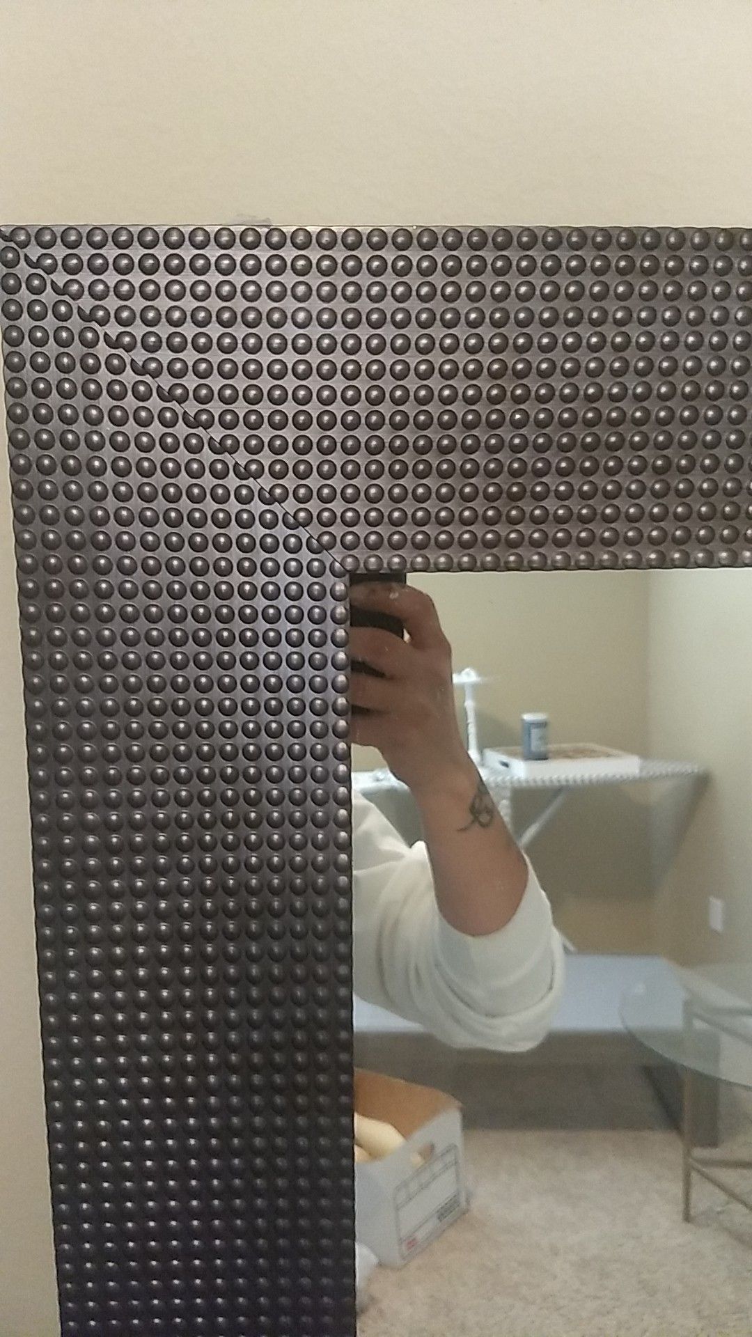 black studded full length floor mirror