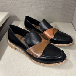 All Black Leather Loafer Shoes Women’s Size 40