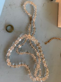 Vintage Faceted Clear Glass Bead Necklace