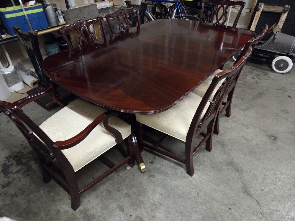 Antique Kindel Doudle Pedestal Dinning Table 