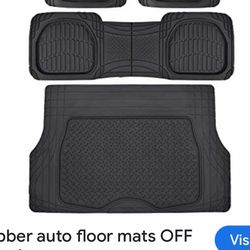 ALL WEATHER FLOOR MATS FRONT, LONG RUNNER, TRUNK CARGO MAT $20 ALTOGETHER/JUEGO TAPETES HULE GRUESO NUEVOS $20