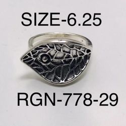 Silver Leaf Design Ring For Men & Women: RGN-778-29/Size-6.25