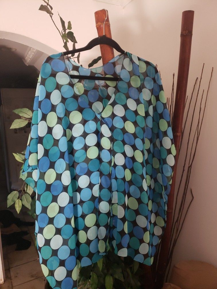 Woman New Polka Dot Fashion Shawl Blue Fits Most One Size
