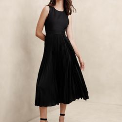 Banana Republic Black SILKY CUT-OUT BACK MIDI DRESS Size 12