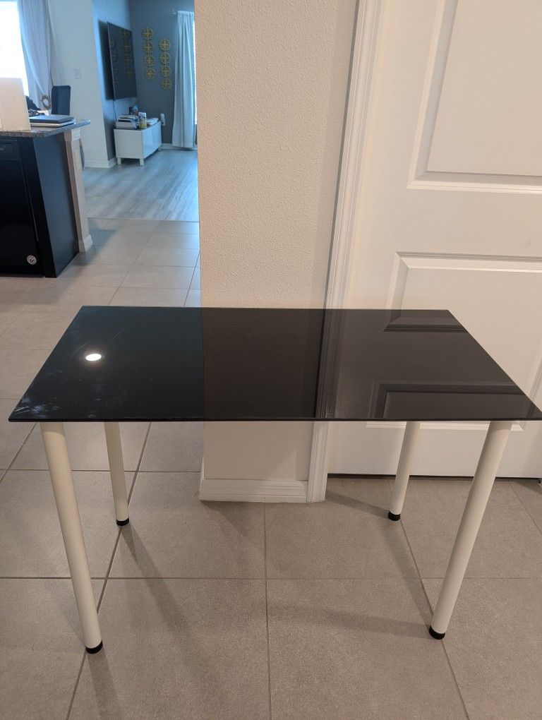 Ikea Desk Table Black Glass Top