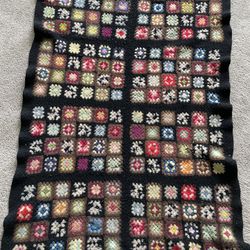 Vintage handmade wool granny square afghan blanket 