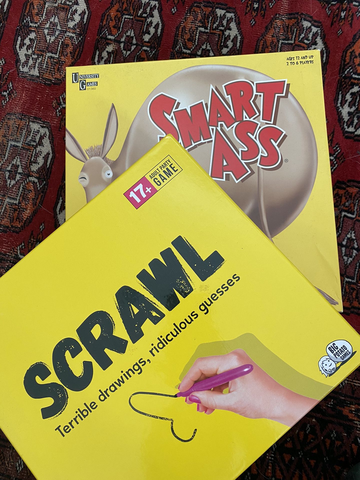 Scrawl and Smart Ass Adult Board Games