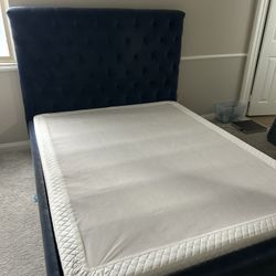 Navy restoration hardware queen bed frame