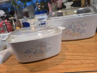 Vintage Blue Floral Casserole Dish Set w/ Glass Lids – Cottage Core Kitchen