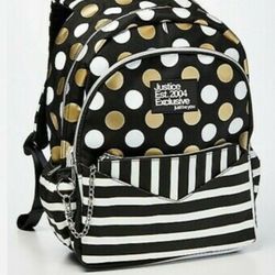Justice Black Backpack With Wristlet 