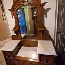 Antique Marble Top Step Down Dresser