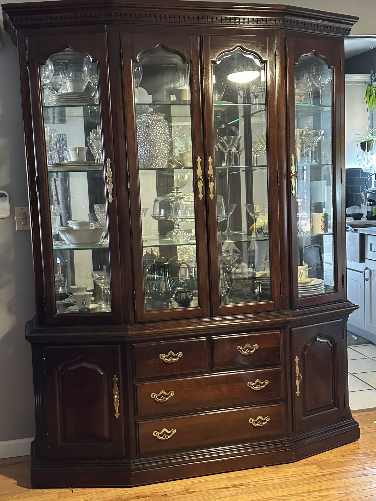 Thomasville China Cabinet-Solid Cherry Wood