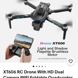 Gleamkid XT606 Drone with 6K Camera, WIFI FPV RC Quadcopter, Foldable Drone for Kids & Adults with Optical Flow Positioning, Altitude Hold, LED Lights