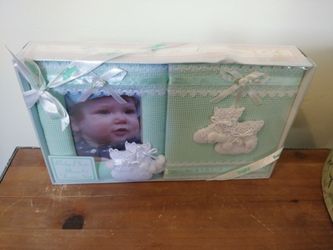 Baby boy photo album and frame set