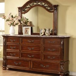 Amajae Solid Wood 11-Drawer Dresser with Mirror – New in Box