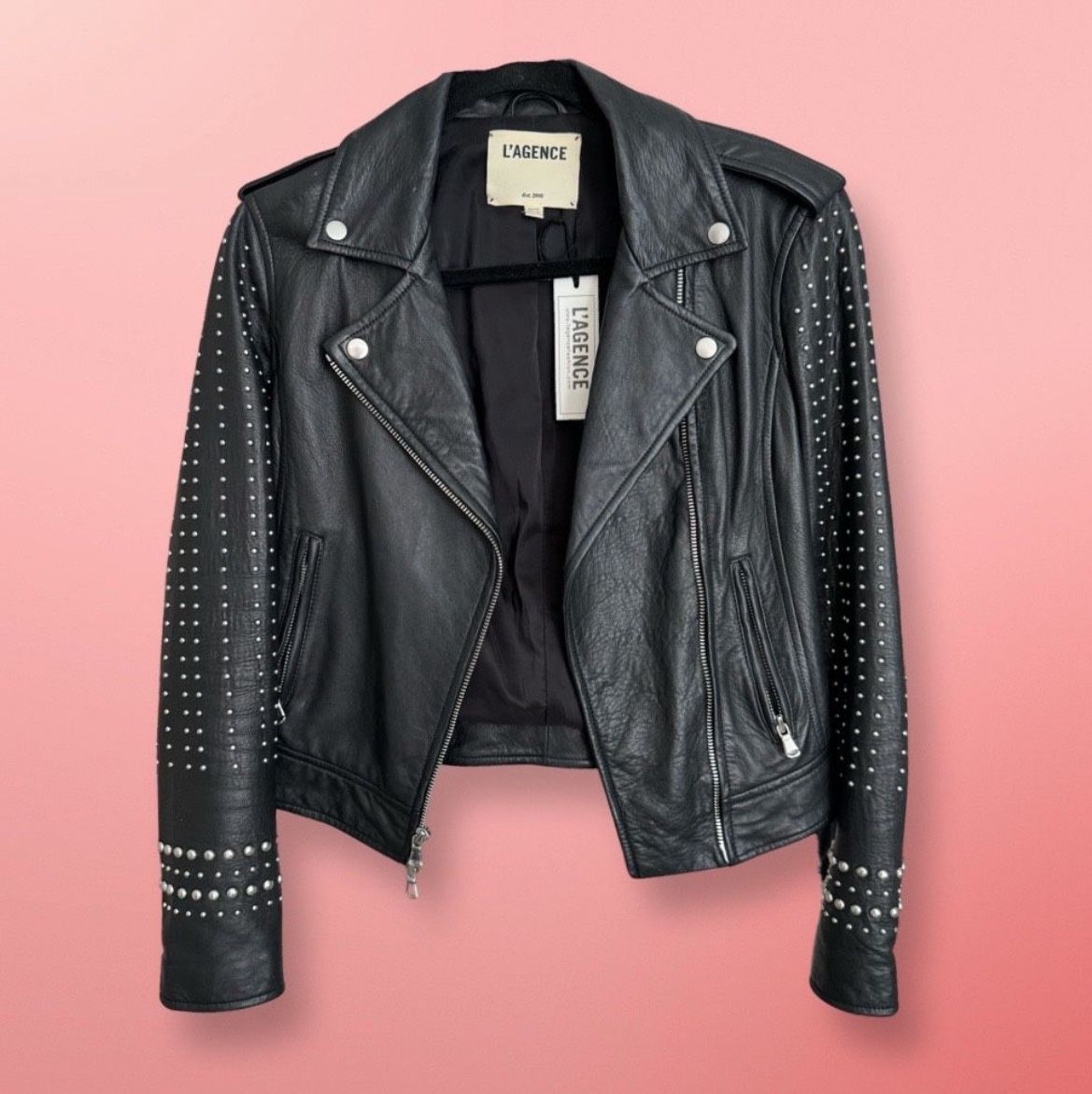 L’Agence Leather Biker Jacket 