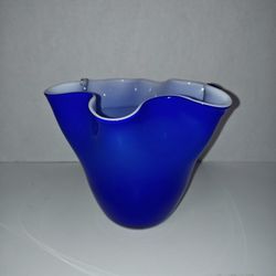 Cobalt Blue Blown Glass Handkerchief Vase