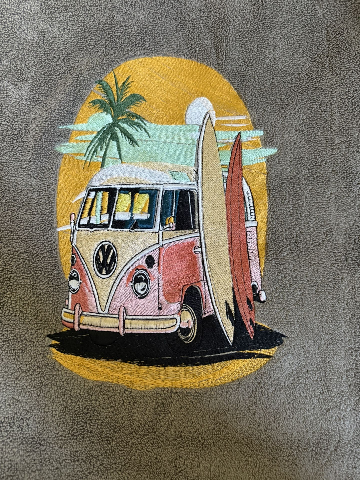 Volkswagen Surf Beach Van Embroidered Bath Towel
