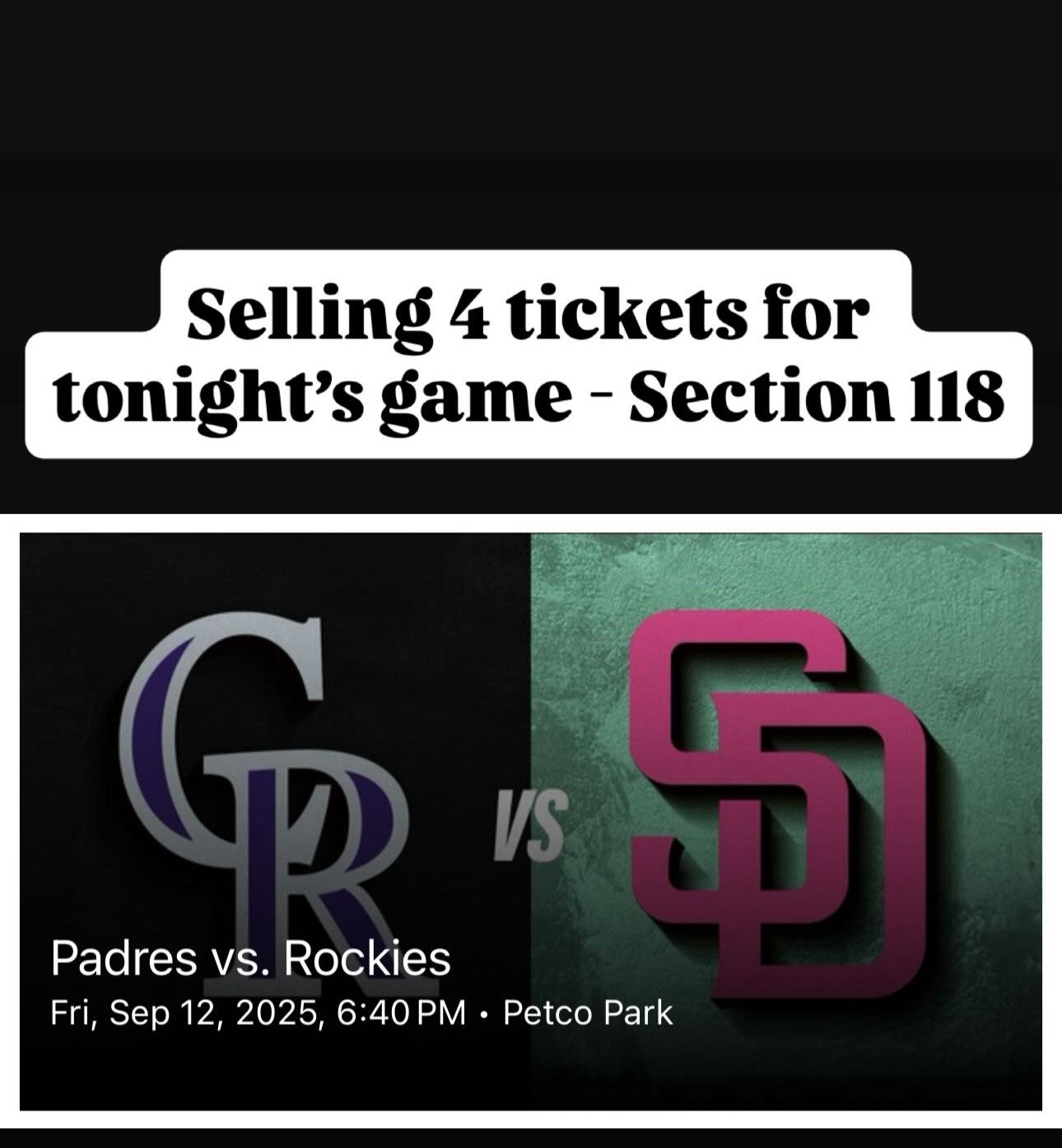 2 Tickets For 9/12 -$50 Each Section 118
