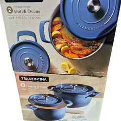 Blue Tramontina Enameled Cast Iron 4qt And 6qt