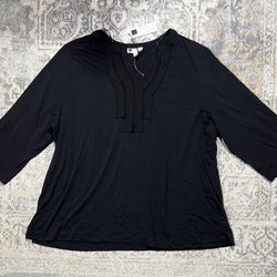 Carole Little Blouse Womens Size 3X Black Top 3/4 Sleeve  