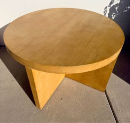 Round Wood Coffee Table with Cross Base
