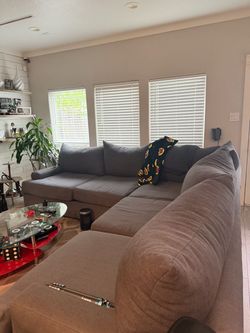 Gray Fabric L-Shaped Sectional Sofa