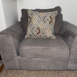 Gray Sofa Chair w/ Pillows