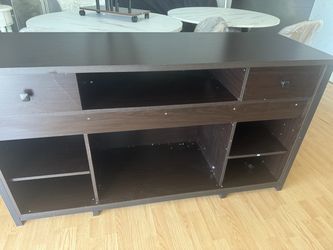Dark Brown Wood TV Stand with Storage