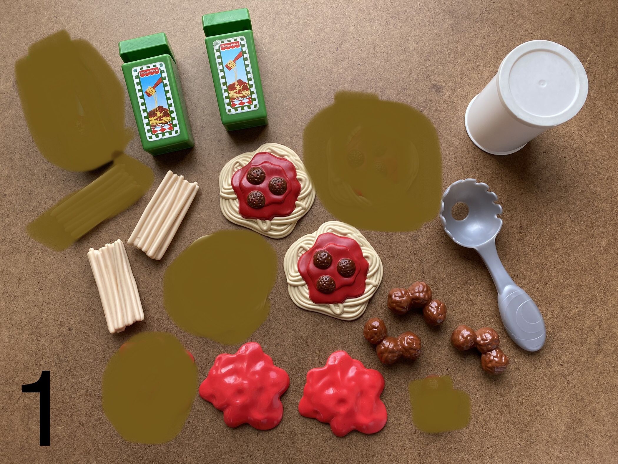 Vintage Fisher-Price Play Spaghetti Food 14 Piece Set