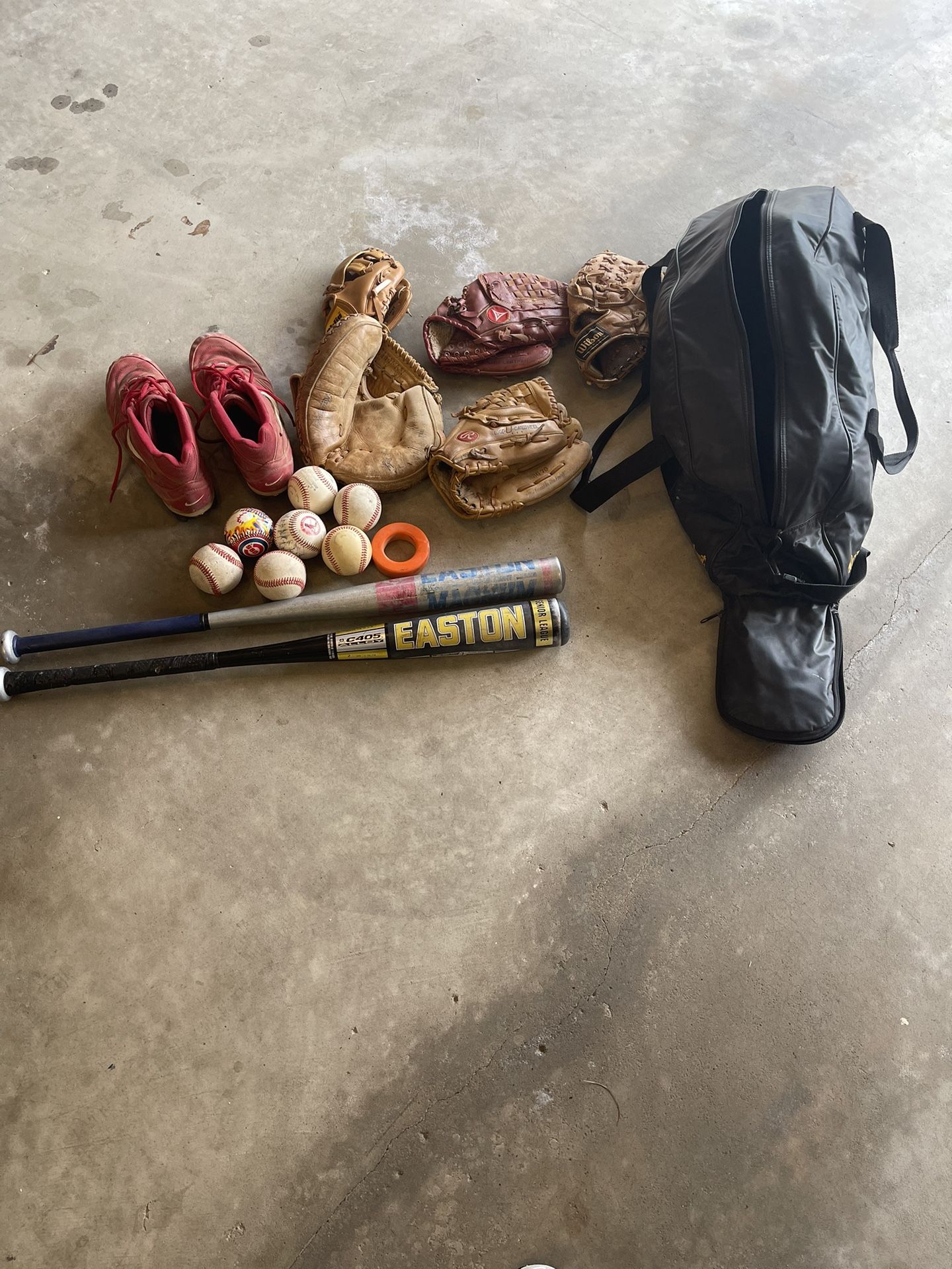 Baseball Bag With Bats And Gloves