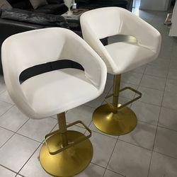 White and Gold Bar Stools