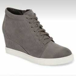 Brand New Women’s Gray Leather Wedge Sneakers 