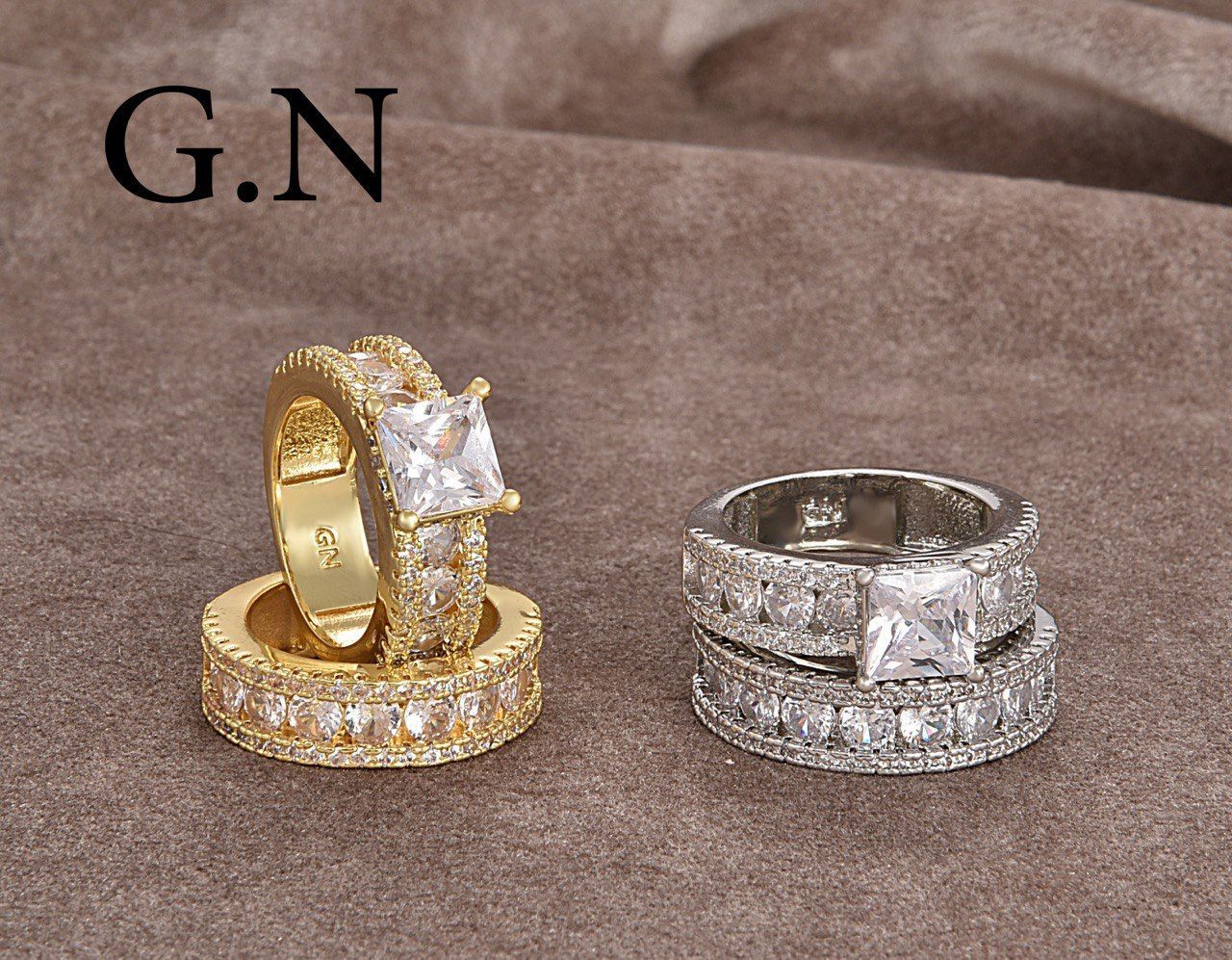 Engagement Or Wedding Ring Set Stainless Steel