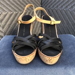 Gap Cork Heel Wedge Sandal Multi Straps Size 7