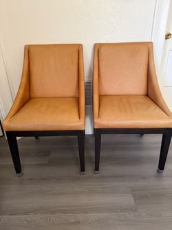 West Elm Leather Dining Chairs – Set of 2