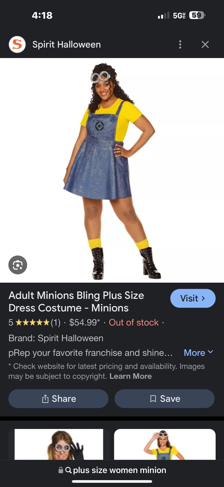 Adult Plus Size Minion Women’s Halloween Costume